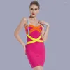 Casual Kleider Spaghetti Strap Verband Kleid Frauen Sexy Streifen Bunte Hüfte Sommer 2024 Dünne Mini Rock Mode Party Vestidos Bodycon