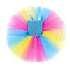 Sparkly Circus Clown Costumes For Girls Halloween Fancy Tutu Dress Kids Joker Cosplay Outfit Rainbow Twinkle Xmas Party Clothes 240109