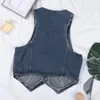 Y2K Denim Vest cropped denim jasje Corset Top Knoppen V-hals Vintage Streetwear Vrouwen Grunge Esthetische Tanks Zomerkleding 240109