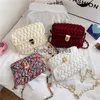 Shoulder Bags Handmade Woven Women's Crossbody Bags Thread Hook Knitted Shoulder Bag Colorful Strip Chains Bags for Women Small Purses 2021blieberryeyes