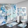 Douchegordijnen Kerst Douchegordijnen Sets Sneeuwpop Rode Vogel Ceder Winterlandschap Kerst Badkamer Decor Antislipmatten Badmat Toiletdeksel Cover