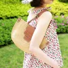 Shoulder Bags New semi-circular paper woven str bag retro leather cover messenger woven bag shoulder summer female beach travel bagstylisheendibags