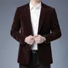 Autumn Spring Men for Blazer Jacket Fashion Brand Designer Business Casual Classic Corduroy Elegant Suit Men's Clothes 240110