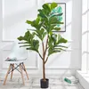 Fleurs décoratives grande plante artificielle en pot décoration de la maison Qin Ye Banyan Simulation arbre vert grande feuille faux bonsaï décor