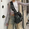 Torby na ramię Vintage wiele kieszeni jeansowe kobiety ramionowe punkowe szerokie pasek torebki retro torebki pod pachami żeńskie torebki 2023catlin_fashion_bags