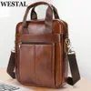 Westal Heren Schoudertassen Echt Lederen Crossbody Messenger Bag Voor 13,3 Inch Laptop Aktetas Grote Capaciteit Reizen Handtas 240109