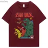 Męskie koszulki T-shirt w stylu ulicznym kreskówka z krótkim rękawem swobodny letni bawełna męska męska dinozaur nadruk 2023 Japan harajuku topl240110