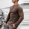 T-shirt da uomo 2024 Slim O-Collo Zipper Top Primavera Autunno Muscolare Elastico Abbigliamento uomo Casual Solid Manica lunga Pullover Tees For Man