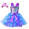 Girls Mermaid TUTU LED Dress Kids Birthday Party Dresses Little Mermaid Princess Costumes for Halloween Year Dress Up Outfit 240109