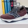 Berluti Sneakers Mens Shoes Shadow Kint Leather Sneaker New Blue Mens Sticke Splice Casual Sports Bekväm och andas med Lazy RJ