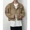 Men's Jackets Casual Autumn Short Jacket Streetwear Turn-down Collar Coat Texture Korean Harajuku Retro Long Sleeve Luxury Tops