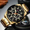 CURREN Herrenuhren Top-Marke Big Sportuhr Luxus Herren Militär Stahl Quarz Armbanduhren Chronograph Gold Design Herrenuhr 240109