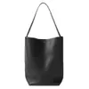 The Row Leather Large Capacity Commuter Tote Bag High Level Cowhide Bucket Bag One Women high quality Row bag Q8LE