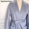 Luksusowy płaszcz Maxmaras 101801 Pure wełniany płaszcz Labbro dwustronny czysty kaszmirowy płaszcz wodny z mglistą niebieską, lekką wełnianą płaszcz