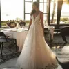 Spaghetti Strap V Neck Wedding Dresses For Women Rygglösa brudklänningar En linje broderade spetsbrudar Klänning Beach Robe de yd 328 328