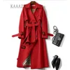 KAAAZI зимнее длинное платье-рубашка женское коричневое ветрозащитное пальто корейский плюс большой размер повседневная верхняя одежда утепленная мода 4XL 240109
