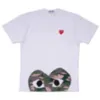 Designer TEE Com Des Garcons Play T-SHIRT BLANC Red Camo Double Heart Patch XL NOUVEAU Unisexe Japon Meilleure Qualité Taille EURO