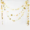 Party Decoration Golden Star Moon Banner för Eid Mubarak Ramadan Al-Fitr Wall Hanging Ornaments Islamiska muslimska förnödenheter