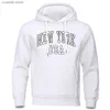 Heren Hoodies Sweatshirts New York Usa Est 1788 Straat Stad Letter Hoodies man Zachte Mode Hoody Hip Hop Straatkleding Katoen Los Casual Capuchon mans T240110