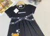 Popular girl dress Bear pattern print cotton baby skirt Size 100-150 designer child dresses Short sleeved kids frock Jan10