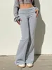 Pantalon femme solide américain décontracté Flare automne hiver mode ample polaire mince pantalon femme Simple Streetwear