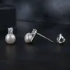 Stud Bamoer U 0.1ct Moissanite Pearl Ear Studs Natural Freshwater Drop Earrings Lab 생성 다이아몬드 925 스털링 실버 보석 선물 YQ240110