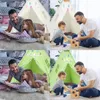 Washable Play Tent Children Foldbara tipi tält utomhusbarn Canvas Triangle Playhouse Little Beach Teepee Party Room Decor 240109