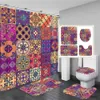 Shower Curtains Bohemia style Shower Curtain Bohemian Print Bath Mat Set Waterproof Carpet Toilet Rug For Bathing Cover Bath Curtain With