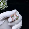 Stud Earrings Wedding Ring Natural And Real Green Emerald Gemstone S925 Silver Women Fashion