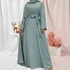 Vêtements ethniques Dubaï Turquie Robe unie Islam Arabe Modeste Kimono Robe intérieure Ramadan Tenues Femmes musulmanes Cardigan Moyen-Orient 2pcs Abaya