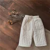 Neonata Ragazzo Pile Interno Pantalone Neonato Bambino Bambino Vita media Pantaloni imbottiti in cotone Fondo solido Abbigliamento per bambini 12M-7Y 240109