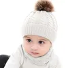 Cappelli Cappello da bambino Neonate Ragazzi Inverno Caldo lavorato a maglia di lana Berretto con orlo Sciarpa Set da 2 pezzi Mantieni i set per bambini da 0 a 2 anni