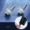 Stud INZATT Real 925 Sterling Zilver 50 Punten Six Claw Moissanite Stud Oorbellen voor Vrouwen Lichte Luxe Minimalistische Fijne Sieraden YQ240110