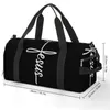 Utomhusväskor Cross Shape Jesus Illustration Sports Christianity Travel Gym Bag With Shoes Retro Handväskor Män mönster fiess-1