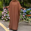 Etnisk klädbön Abaya för kvinnors främre dragkedja fjäril ärm Muslim Hijab klänning Abayas Dubai Turkish Modest Islamic Kaftan Robe