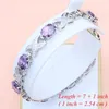 Ensembles de bijoux en argent 925, zircone cubique naturelle violette, cristal blanc, boucles d'oreilles/pendentif/collier/bagues/Bracelet de Tennis pour femmes