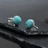 10 mm 12mm natursten ring vit blå turkos opal rosa kristallchakra öppen ring för kvinnor smycken