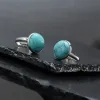 Bague en pierre naturelle pour femmes, 10mm 12mm, blanc, bleu, Turquoise, opale, cristal rose, Chakra, anneau ouvert, bijoux