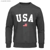 Men's Hoodies Sweatshirts Usa American Flag Patriotic Print Men'S Hoody Fashion Loose Sweatshirt Autumn Warm Fleece Hooded Fashion Casual Clothing Womens T240110