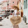 Shoulder Bags New semi-circular tassel shoulder str bag spike paper woven bag beach fashion handbagstylishyslbags