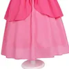 Платье принцессы розового персика для девочек, костюм на Хэллоуин, сетчатый пышный тюль, детский кружевной праздничный наряд для косплея 240109