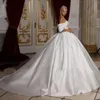 Romantische schulterfreie Brautkleider mit Schnürung, Ballkleid, Hochzeitskleid, mit Perlen verziert, Satin-Applikationen, kurze Ärmel, maßgeschneidert für Frauen, YD 328 328