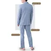 Hommes vêtements de nuit rayé coton Pyjama ensembles pour manches courtes pantalons longs Pyjama mâle Homewear vêtements de salon 240109