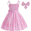 Film Barbi thème Cosplay Costume pour filles fête d'anniversaire robe rose mignon bébé garçon élégant Plaid princesse vêtements 210T 240109