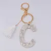 TASSEL Akryl 26 English Letter Keychain Fashion White Pattern Key Chain Initial Alphabet Pendant Gift for Friends Women242Q