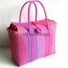 Totes 3 color Women Durable Weave Beach Bag Woven Bucket Casual Tote Handbags Bags Popular Receive str plastic braided basketstylishyslbags