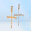 Hip Hop Gold Silver Iced Out Cross Pendant Halsband för mäns smycken med rostfritt stål Miami kubansk länk eller kedja 7318850