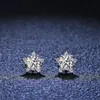 Quke Real Diamond Star Stud earrings 05ct D Color VVS1 Pure 925 Sterling Silver for Womende
