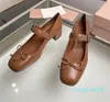 Mius Cinghie sandalo con fibbia tacco grosso décolleté scarpe eleganti con tacco Per la festa di nozze donna designer ballerina sandali con punta quadrata slip on Mary Jane scarpa