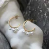 Boucles d'oreilles Style coréen Imitation perle pour femmes filles titane acier plaqué or 18 carats doux déclaration boucle d'oreille bijoux de fête